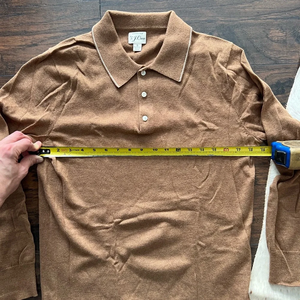 J. Crew Tan Long Sleeve Knit Polo - Picture 3 of 6